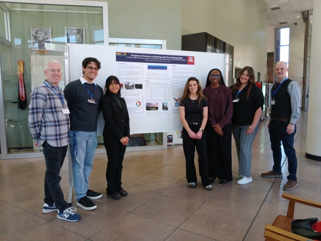 Students in front of poster
