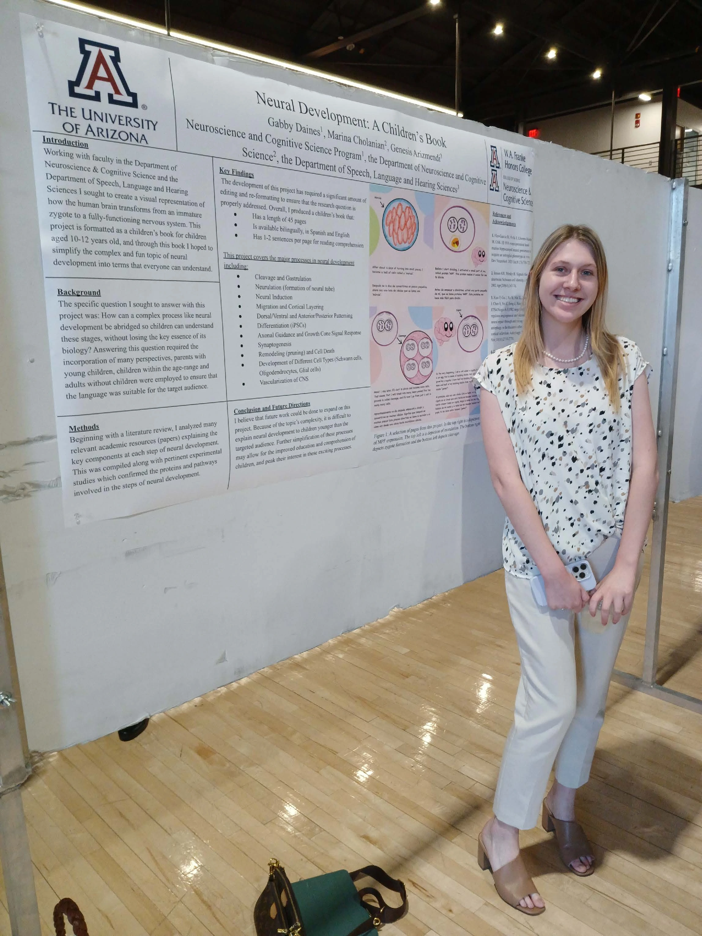 Undergraduate student standing next to their Capstone Project
